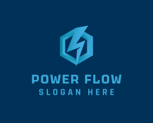 Blue Power Lightning logo design