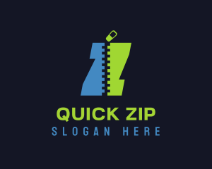 Zip - Blue & Green Zipper logo design