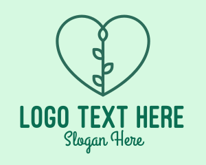 Vegan - Green Heart Plant logo design