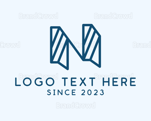 Blue Stripe Letter N Logo