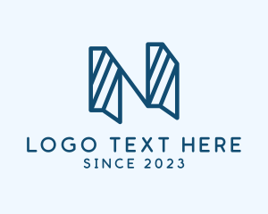 Combined - Blue Stripe Letter N logo design