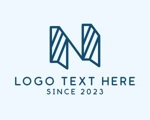 Architecture - Blue Stripe Letter N logo design