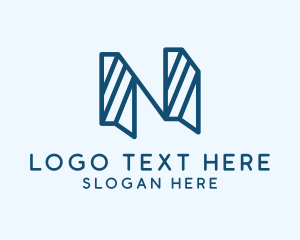 Blue Stripe Letter N Logo