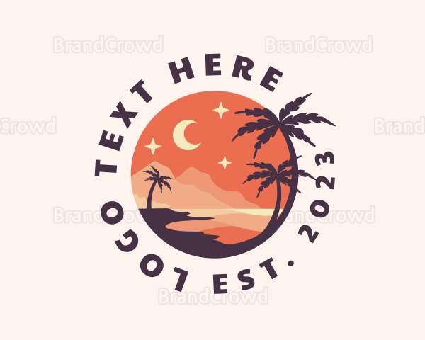 Palm Tree Night Sky Scenery Logo