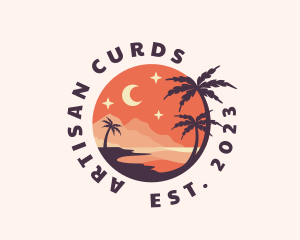 Palm Tree Night Sky Scenery logo design