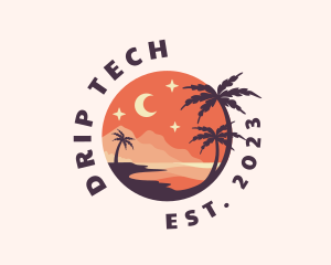 Palm Tree Night Sky Scenery logo design