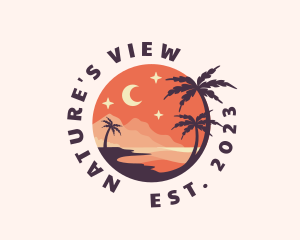 Scenery - Palm Tree Night Sky Scenery logo design