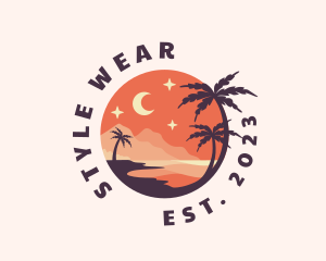 Palm Tree Night Sky Scenery logo design