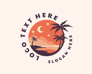 Palm Tree Night Sky Scenery Logo