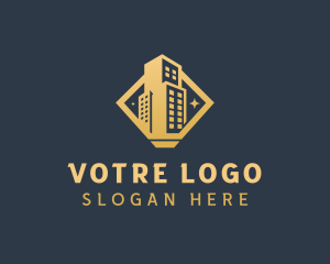Construction - High Rise Airbnb Building logo design