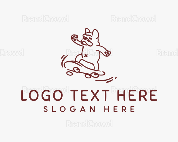 Skateboarding Bulldog Animal Logo