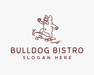 Skateboarding Bulldog Animal logo design