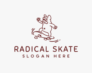 Skateboard - Skateboarding Bulldog Animal logo design