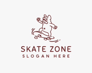 Skateboarding Bulldog Animal logo design