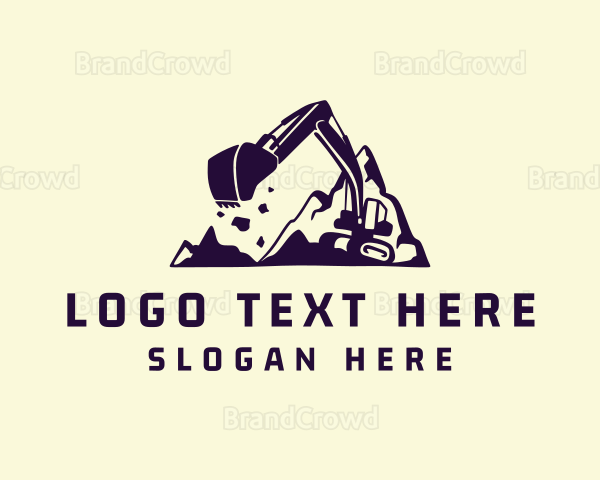 Construction Excavator Mountain Logo