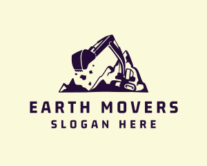 Excavation - Construction Excavator Mountain logo design