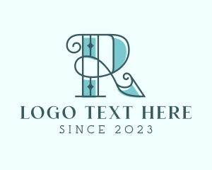 Letter R - Retro Swirl Diamond logo design