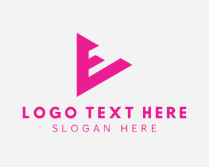 Pink Triangle - Media Play Button Letter E logo design