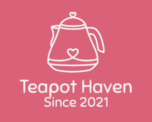 Teapot - Heart Kettle Monoline logo design