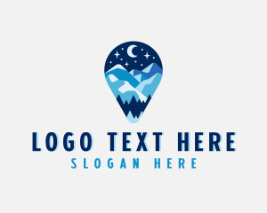 Location Pin - Mountain Travel Adventure logo design