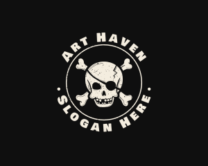 Pirate Skull Jolly Roger logo design