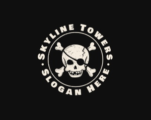 Pirate Skull Jolly Roger logo design