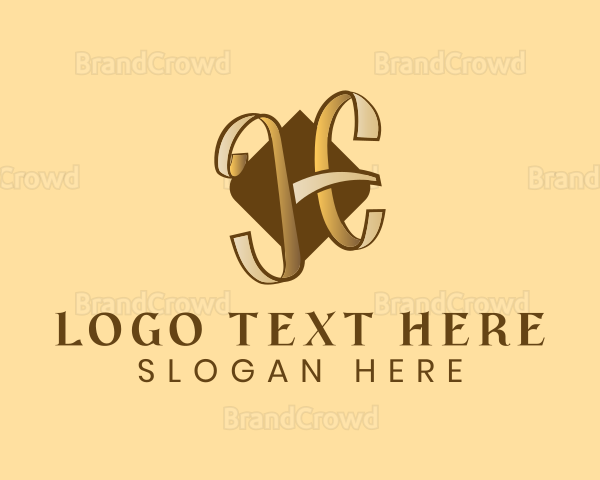 Gold Letter H Ribbon Logo