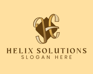 Gold Letter H Ribbon logo design