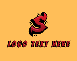 Doodle Artist - Red Graffiti Letter S logo design