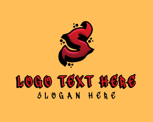 Hip Hop - Red Graffiti Letter S logo design