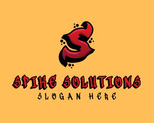 Red Graffiti Letter S  logo design