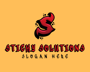 Red Graffiti Letter S  logo design