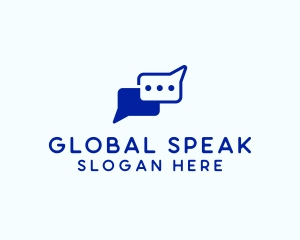 Translation - Blue Chat Messaging logo design