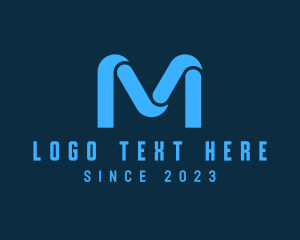 Alphabet - Ribbon Technology Letter M logo design