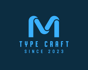 Typography - Ribbon Technology Letter M logo design