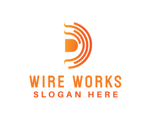 Wire - Tech Signal Letter D logo design
