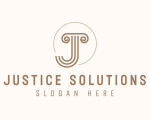 Judicial - Pillar Lines Letter J logo design