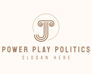 Politics - Pillar Lines Letter J logo design