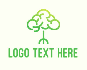 Neurological - Brain Tree Outline logo design