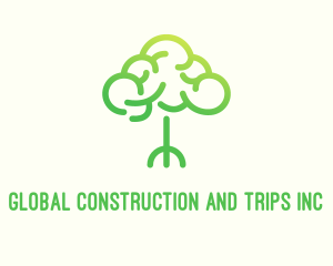 Neurology - Brain Tree Outline logo design