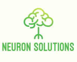 Neuron - Brain Tree Outline logo design