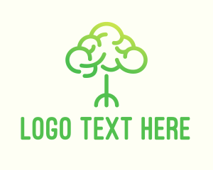Intelligent - Brain Tree Outline logo design