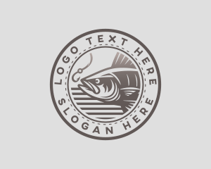 Marine - Fish Hook Fisherman logo design