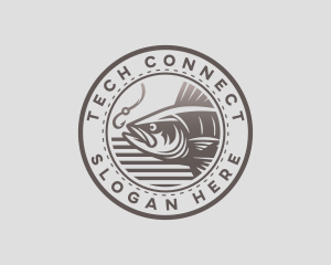 Fishery - Fish Hook Fisherman logo design