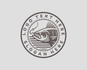 Fishery - Fish Hook Fisherman logo design
