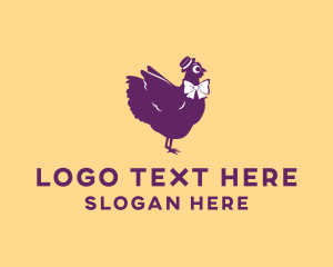 Ribbon - Gentleman Chicken Bird logo design