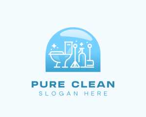 Sanitary Housekeeper Cleaning logo design