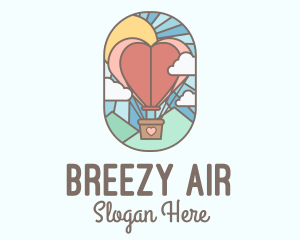 Heart Air Balloon  logo design