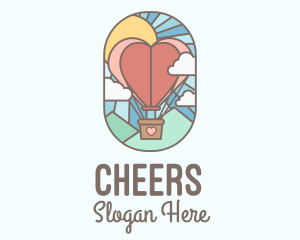 Mountain - Heart Air Balloon logo design