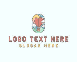 Mountain - Heart Air Balloon logo design